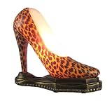 Leopard Print Stained Glass High Heel Shoe Accent Lamp
