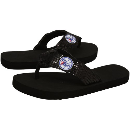 Philadelphia 76ers Ladies Black Sequin Strap Flip Flops (9/10)