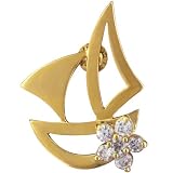 Gold Tone Clear Rhinestone Sailboat Brooch Pin