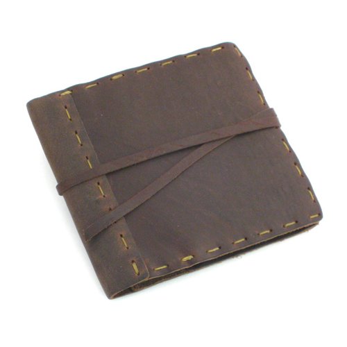 Genuine Leather CD Storage Case - Hand made in the USA - Dark Brown
