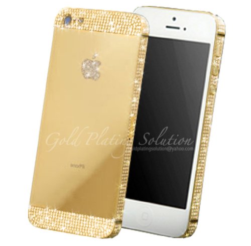 iPhone 5 White 64GB Gold 24k with Crystal Frame with Crystal Trim -Factory Unlocked-