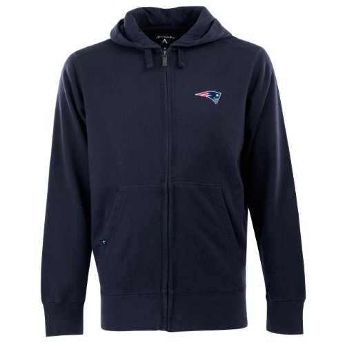 NFL Men's New England Patriots Full Zip Signature Hooded Sweatshirt (Navy, XX-Large) On Sale