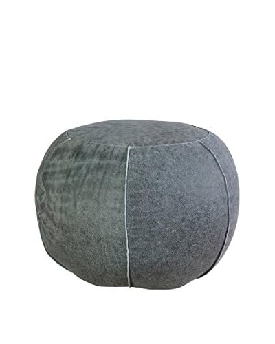 Jute & Co Pouf Pelle Grigio 50×35 cm