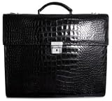 Jack Georges Croco Collection Double Gusset Flap Over Briefcase
