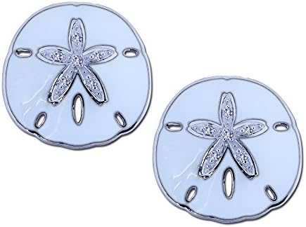 Guy Harvey White Enameled Sand Dollar Earrings Crafted in Sterling Silver