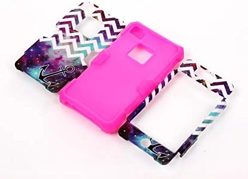 XYUN TM Glow in the Dark Nebula Anchor Waves Stripes Pattern 3in1 Plastic + Silicone Dual Layer Hybrid Glow in the Dark Case For Apple iPhone 4 4G 4S Case Include a XYUN Mobile Phone Cleaner Dust Plug Gift (Nebula Anchor Hot Pink)