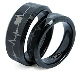 Matching Black Comfort Fit Tungsten Carbide Rings with Laser Forever Love Design 8mm (Size 8,9,10,11,12 Selectatble) His &...