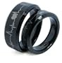 Matching Black Comfort Fit Tungsten Carbide Rings with Laser Forever Love Design 8mm (Size 8,9,10,11,12 Selectatble) His & 6mm (Size 5,6,7,8 Selecatble) Hers Set Aniversary/engagement/wedding Bands