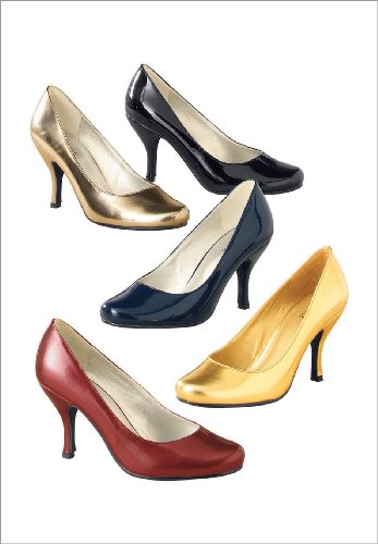 Bijou!â„¢ Round-Toe Patent And Metallic Pumps