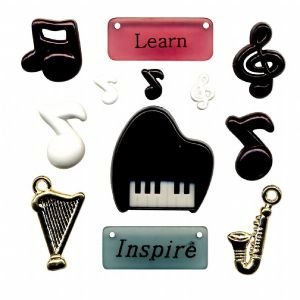 12 PACK FLATBACK BUTTONS MUSIC MAKER Papercraft,