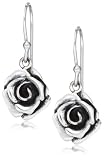 Image of Silver Ladies E6843 Rose Head Drop Earrings