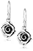 Silver Ladies E6843 Rose Head Drop Earrings