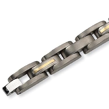 14K Gold Inlay Brushed Titanium Bracelet - 8.5 Inches