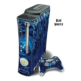 Xbox 360 Skin - System Console Skin and two Xbox 360 Controller Skins - Blue Vortex