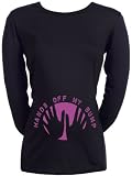 from Spoilt Rotten Spoilt Rotten - Hands Off My Bump Logo - Maternity Top Maternity Clothes Black, Medium, M