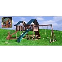 Hot Sale Creative Cedar Designs Jungle Fun Swing Set & Safari Playhouse