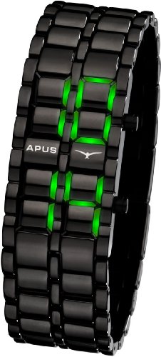 APUS Zeta Black-Green LED Uhr