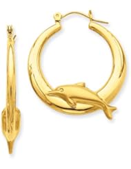 Classic Round Dolphin Earrings in 14 Karat Yellow Gold