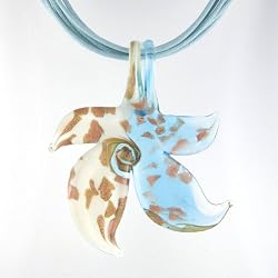 Starshaped Murano Glass Pendant - Stardust White/Brown