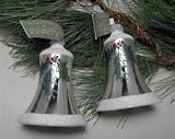 Glass Holly Bell Christmas Ornament Set of 2 Made in Germany