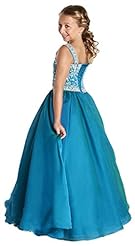 Girls Organza Floor Length Sequined Crystal Lace Crystals  Flower-Girl Dress/Pageant Dress  With Ruffles