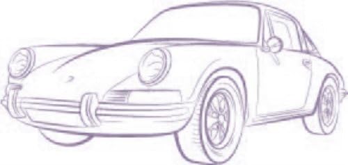 Porsche Sports Car Sketch Vinyl Sticker, Matte Deep Plum 11 ft.