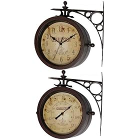 Timepiece Charleston Two sided Clock/thermometer, WALL, RUST by Home Decorators Collection