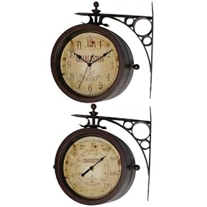 Timepiece - Charleston Two - sided Clock/thermometer, WALL, RUST
