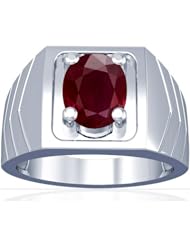 18K White Gold Oval Cut Ruby Solitaire Ring