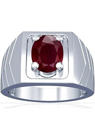 14K White Gold Oval Cut Ruby Solitaire Ring