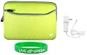 Non-OEM Amazon Kindle DX 9.7 Dual-Pocket Sleeve Case with Home Wall Charger - Neon