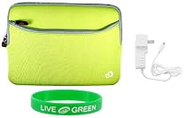Non-OEM Amazon Kindle DX 9.7 Dual-Pocket Sleeve Case with Home Wall Charger - Neon