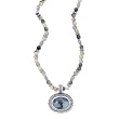 925 Silver & Moss Agate Beaded Necklace with Pendant- 18 +2 IN