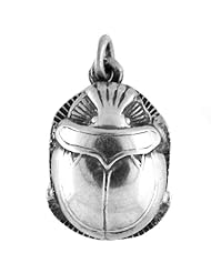Egyptian Jewelry Silver Scarab Double Sided Pendant