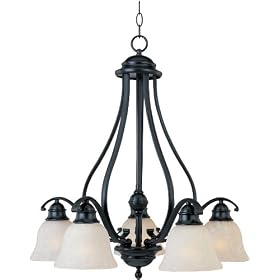 Maxim Lighting 11815ICBK Linda 5-Light Chandelier, Down Light, Black with Ice Glass by Maxim Lighting