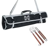 Mississippi State Bulldogs Stainless Steel 3 Piece BBQ Set with Black Tote Bag