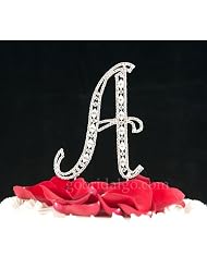 Swarovski Crystal Monogram Cake Topper Vintage Style - Letter A by 