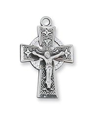 1" Solid .925 Sterling Silver Celtic Irish Crucifix Cross Cross Comes With 18" Chain In Gift Box Patron St. Saint Medal Pendant Necklace Gift New Jewelry Charm Irish Celtic Claddagh Medal Pendant Necklace