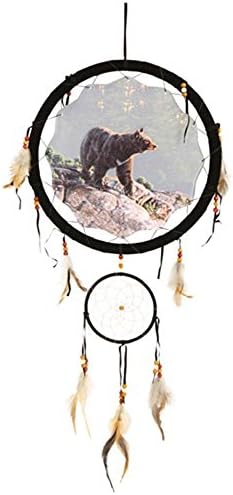 13" Bear Dream Catcher features a Black Bear on a mountain side