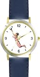 Woman Beach Volleyball Player No.1 Playing Volleyball or Volley Ball Theme - WATCHBUDDY��� DELUXE TWO-TONE THEME WATCH - Arabic Numbers - Blue Leather Strap-Women's Size-Small