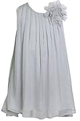 Girls Mesh Tea Length Chiffon Sleeveless  Dress