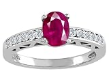Search : 1.12 cttw Genuine Ruby and Diamond Solitaire Engagement Ring - 14kt White Gold
