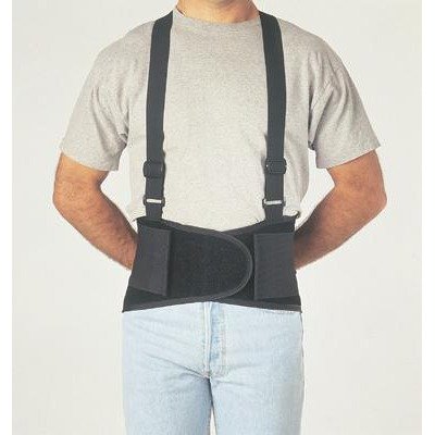 black economy belt 8″ back support w/suspenders size medium 32″ to 38″