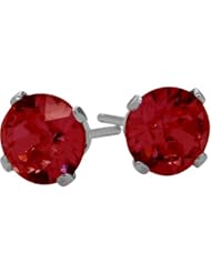 0.70Ct. Genuine 4mm Round Ruby 14 Karat White Gold Stud Earrings for Girls