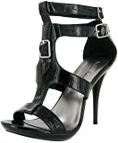 MICHAEL ANTONIO Sawyer Womens Croc Print Dress Heels Platforms Strappy Sandals Stilettos Shoes Black