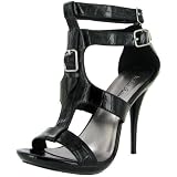 MICHAEL ANTONIO Sawyer Womens Croc Print Dress Heels Platforms Strappy Sandals Stilettos Shoes Black