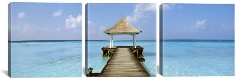 Fashion Stylish Beach and Pier The Maldives by Panoramic Images 3-Piece Canvas Art Print, 36 by 12-Inch