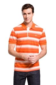 Short Sleeve Ombre Stripe Effect Pique Polo
