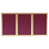 Ghent PW34896BBG Enclosed 48 x 96 Changeable Letterboard, For Indoor Use, 3 Doors, Oak Frame, Burg