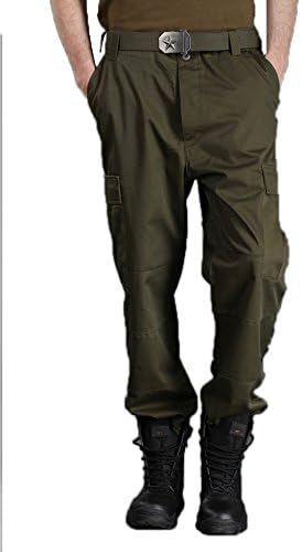 Outclub Men's Relaxed Loose Pockets Waterproof Military Pants Army Green L
